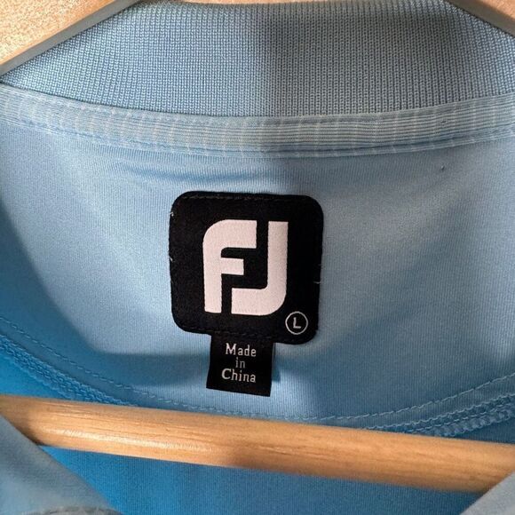 Foot Joy Shirt Mens Large Blue Polo Short Sleeve Striped Golf Performance - Picture 8 of 10